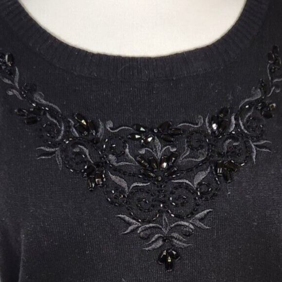 Escada Medium EU 40 $294 Black Beaded Wool Cashmere Silk Vest Luxury Designer - Picture 2 of 7